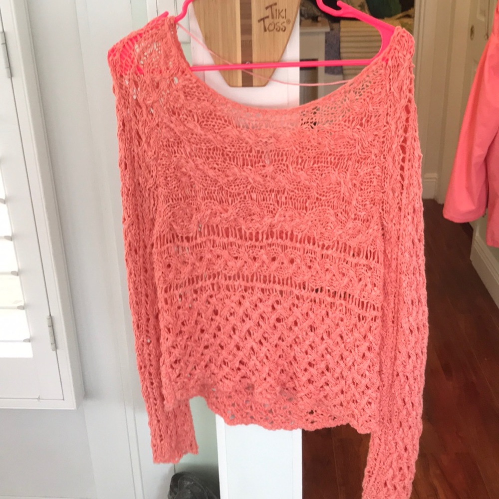 Free People Light Orange/pink Long sleeve cover up